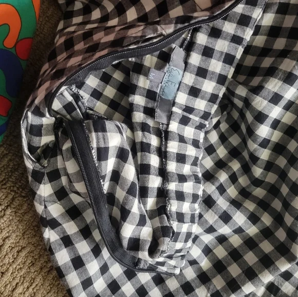 Eva Franco Lace-Up Black and White Gingham Midi Flare Skirt Medium - Picture 13 of 16